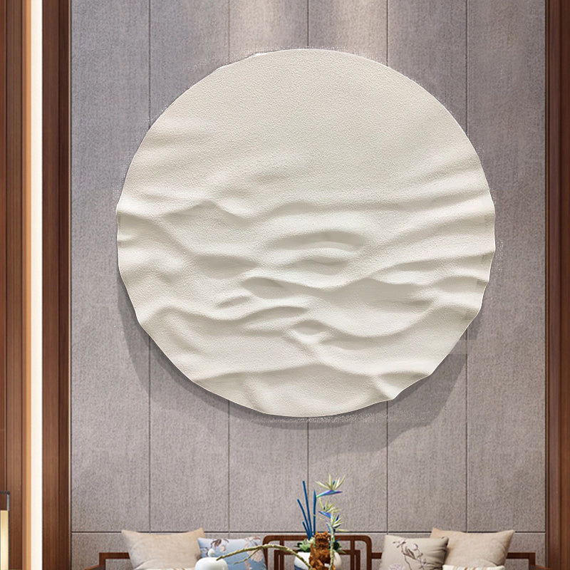 Beige white Circle Art sculpture Textured Wall Decor white Circle Sculptured art Painting white Circle Painting