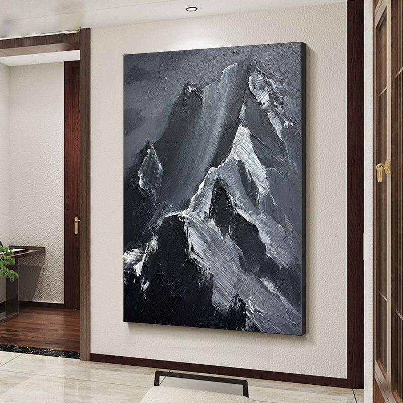 Black Snow mountain painting Black Snow mountain Abstract Painting Black mountain landscape painting