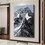 Snow mountain Abstract Painting Black and White Snow mountain painting Black and White mountain landscape painting