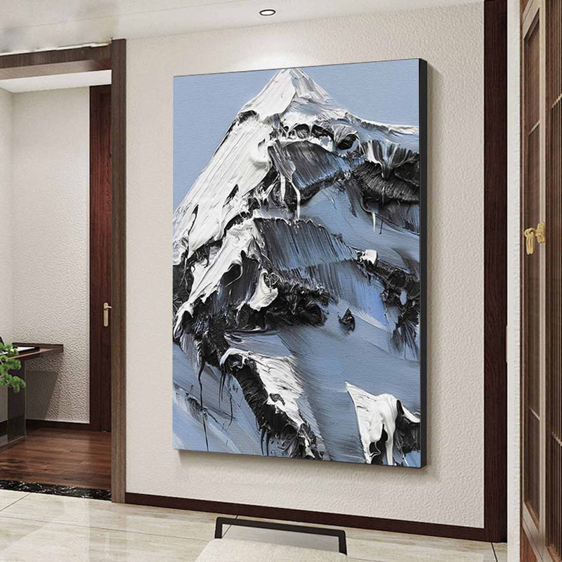 Black and White Snow mountain painting Snow mountain Abstract Painting Black and White mountain landscape painting