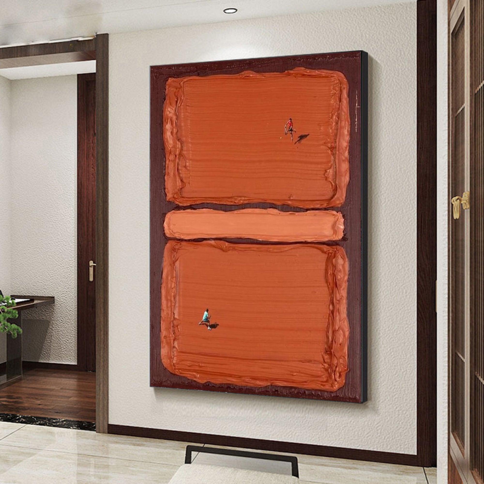 Red tennis court art Red tennis art Red tennis 3D textured impasto art