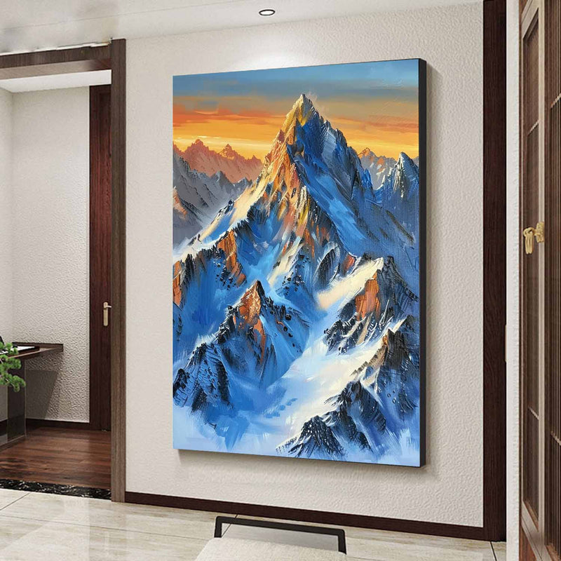 Snow mount paintings blue Snow mountains artwork Snow mountain painting mountain landscape art