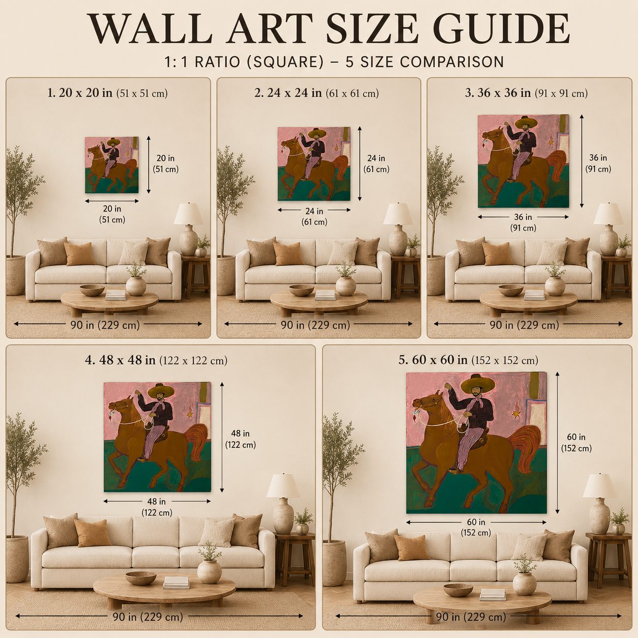 Vintage Southwestern Cowboy Horse Painting Original Folk Art Canvas For Living Room Decor