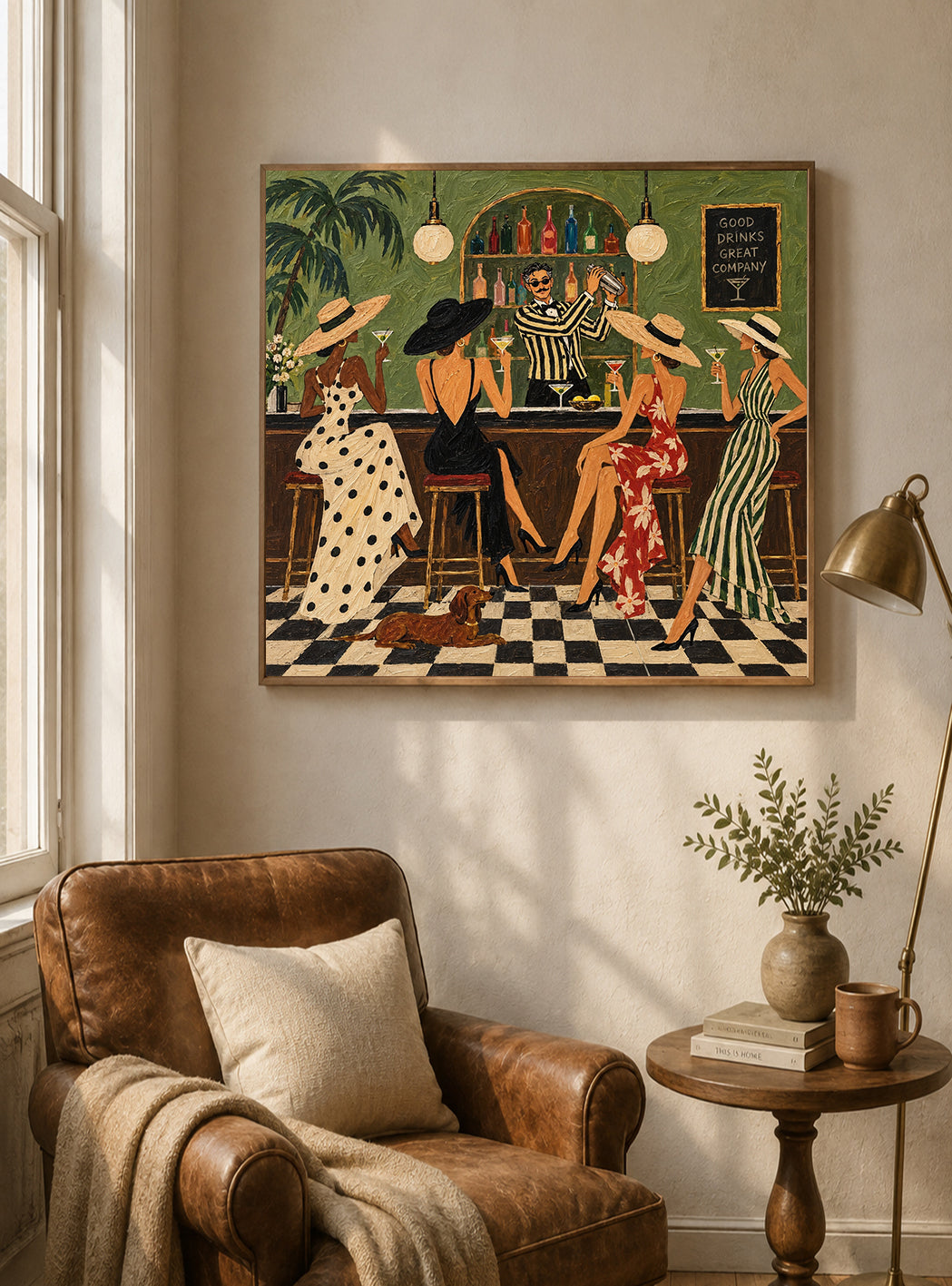 Retro Bar Wall Art For Living Room And Home Bar Decor Original Painting