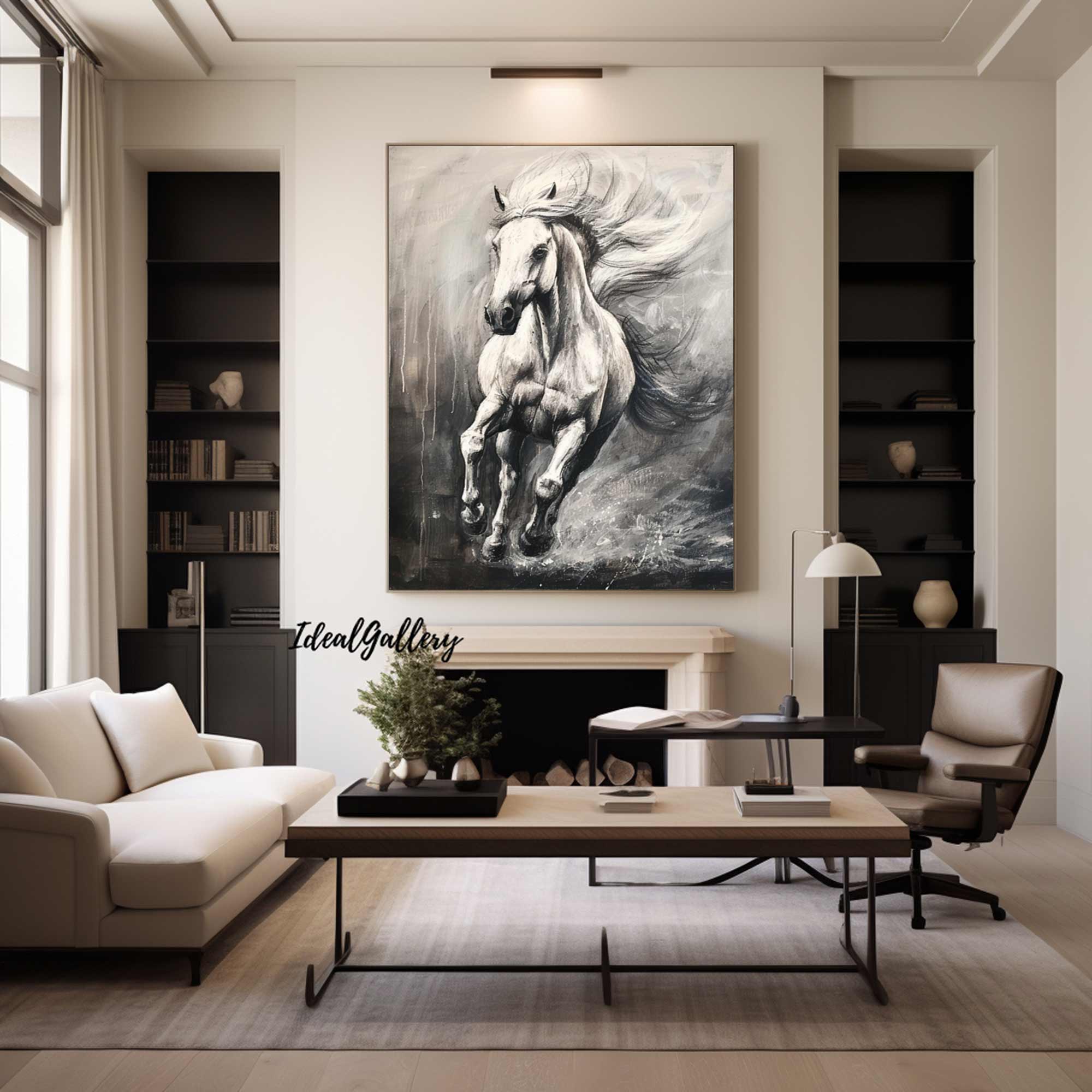 Horse Painting Animal Painting Running Horse Painting Horse Oil Painting Horse Wall Art