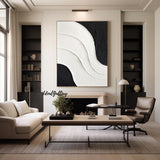 Large Black and white Abstract Painting Black and white wall art Black and white 3D Textured Painting