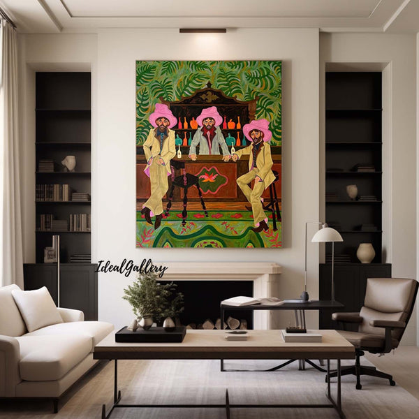 pink hat man figure abstract painting pink hat man figure art Figure abstract painting pink hat figure painting 