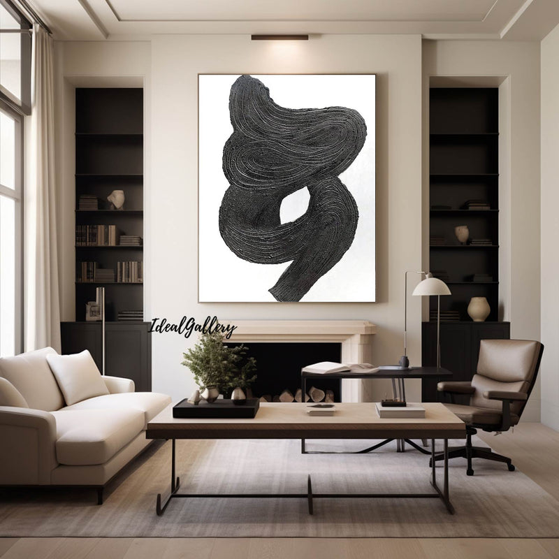 Black and white Painting Black and white wall art Black and white 3D textured wall art