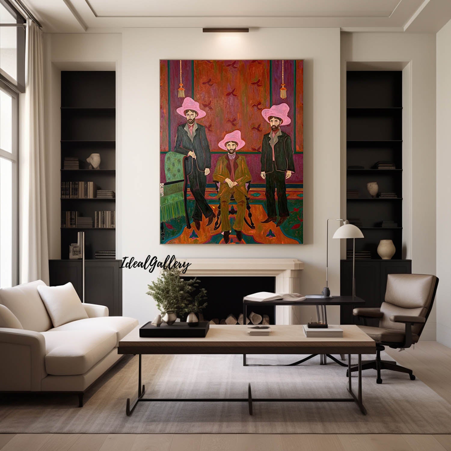 red hat figure abstract painting Figure abstract painting three Red hat figure painting figure face art 