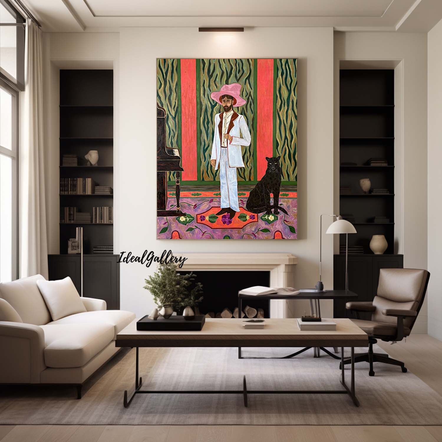 Red hat figure painting Figure abstract painting, figure face art, red figure abstract painting, modern figure abstract painting
