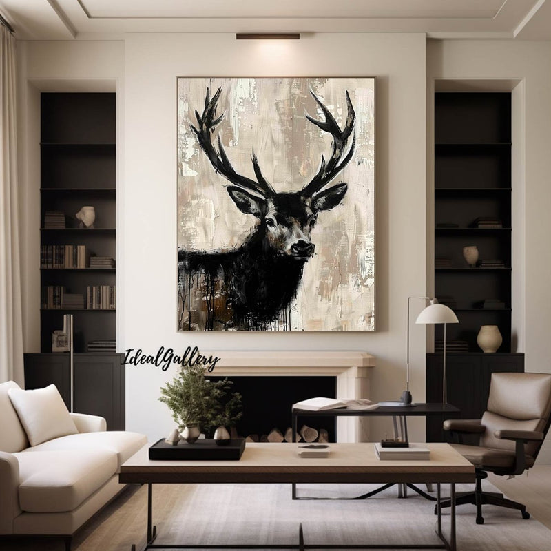 Deer wall decor Deer Canvas Wall Art Deer Abstract Painting Deer Painting