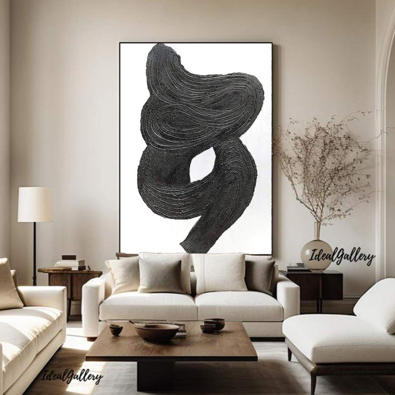 Black and white Painting Black and white wall art Black and white 3D textured wall art