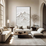 White Textured Art Large White Abstract Art White Wall Decor White 3d Wall Art Snow Mountain Art