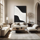 Black and white 3D Textured Painting Large Black and white Abstract Painting Black and white Minimalist art