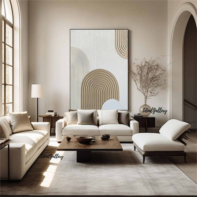 Large Beige Wall Art Beige  white Minimalist Art  white Beige Canvas Art Large Beige Abstract Art