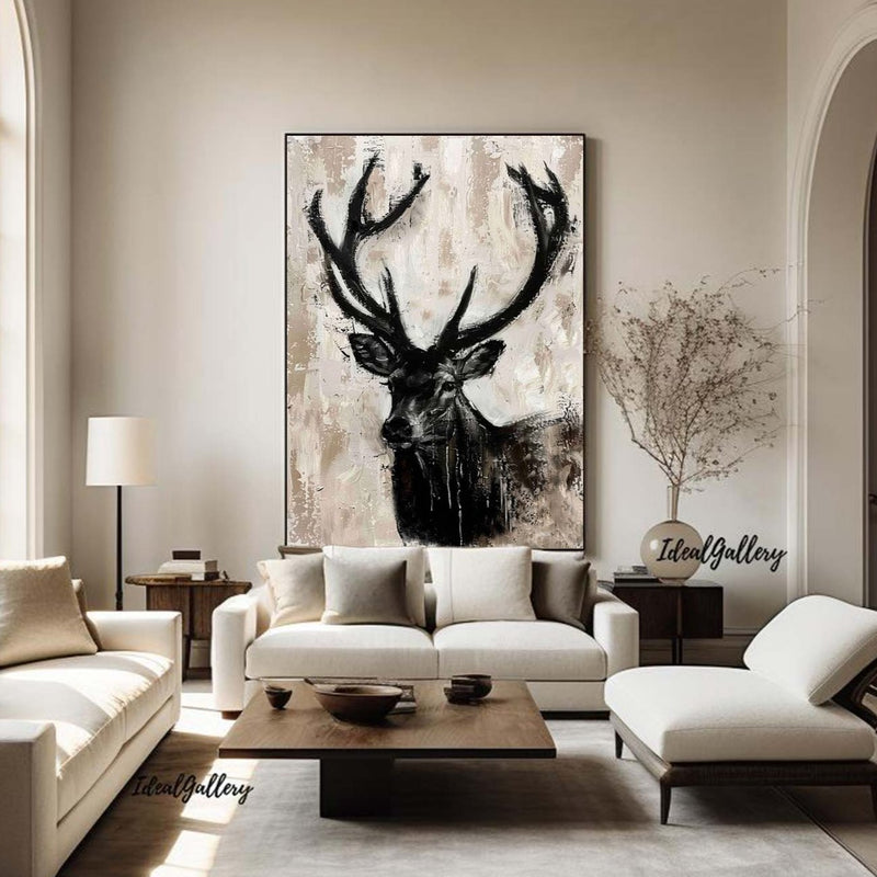 Deer Abstract Painting Deer Wall Art Animal Paintings Deer Canvas Wall Art 