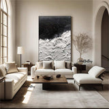 Black and white 3D Textured Painting Black and white 3D Minimalist Painting Large Black and white Abstract Painting