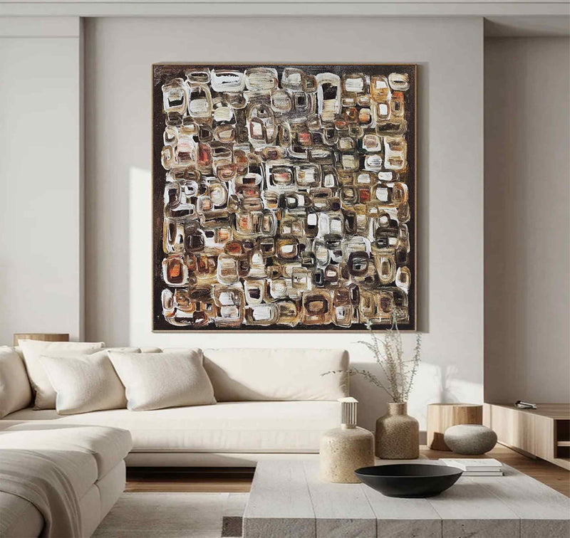 Large Abstract Colorful Texture Oil Painting on Canvas brown Abstract Art Wall Art Modern Abstract Colorful Art