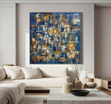 Jackson Pollock Style Painting Pollock Canvas Wall Art Blue Pollock Abstract Art Modern Abstract Colorful Art