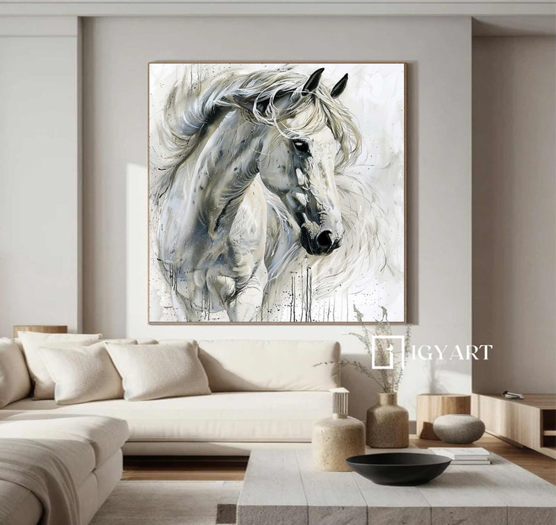 white horse painting Personalized Gifts Animal Painting Horse Painting Horse Oil Painting Horse Abstract Painting