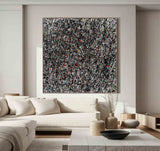 Pollock Style Abstract Art Black and White Abstract Wall Art on Canvas Jackson Pollock Style Black and White Artwork