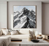 Mountain textured wall art Black and white Mountain Abstract art Black and white Mountain Painting 