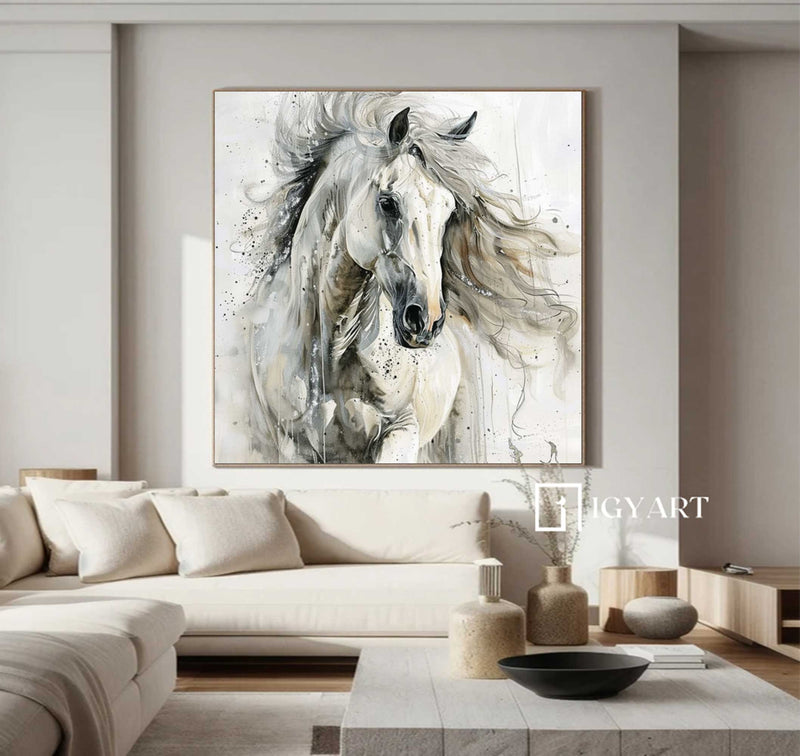 white horse painting Personalized Gifts Animal Painting Horse Painting Horse Oil Painting Horse Abstract Painting