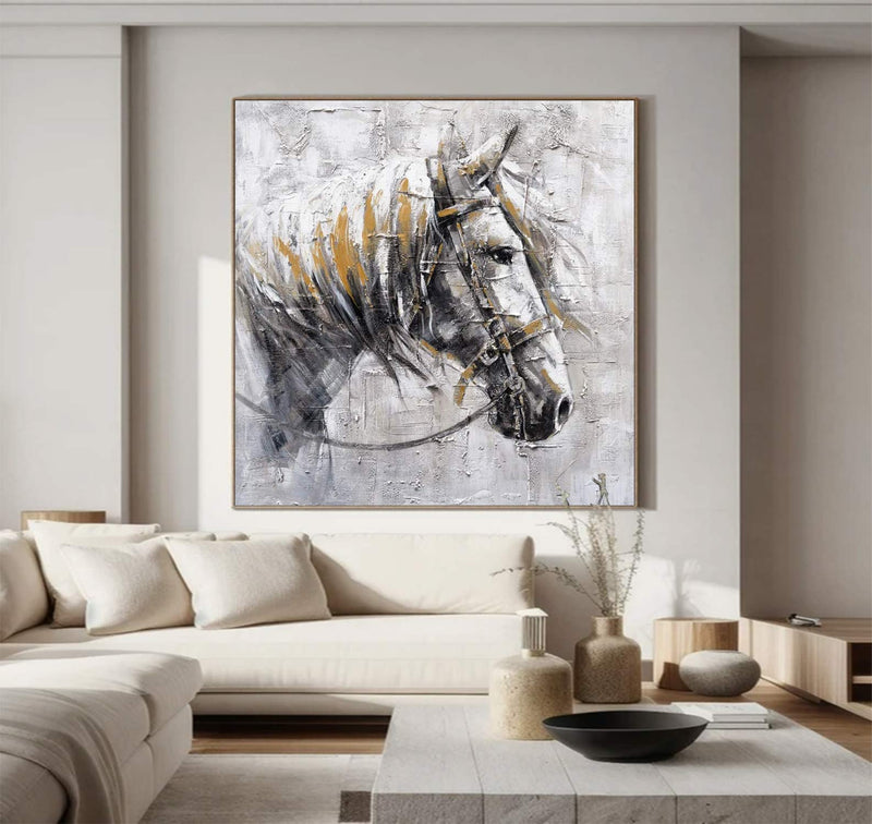 Ferghana horse painting black horse head painting Horse oil painting horse head painting Animal Painting black horse head painting