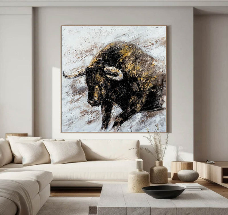 Wall Street Bull painting Bull Abstract Painting on Canvas Animal Painting Bull wall art Hand-painted Bull painting