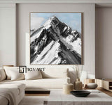 Mountain Painting Black and white Mountain Abstract art Black and white Mountain textured wall art 