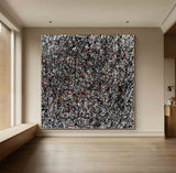 Pollock Style Abstract Art Black and White Abstract Wall Art on Canvas Jackson Pollock Style Black and White Artwork