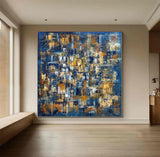 Jackson Pollock Style Painting Pollock Canvas Wall Art Blue Pollock Abstract Art Modern Abstract Colorful Art