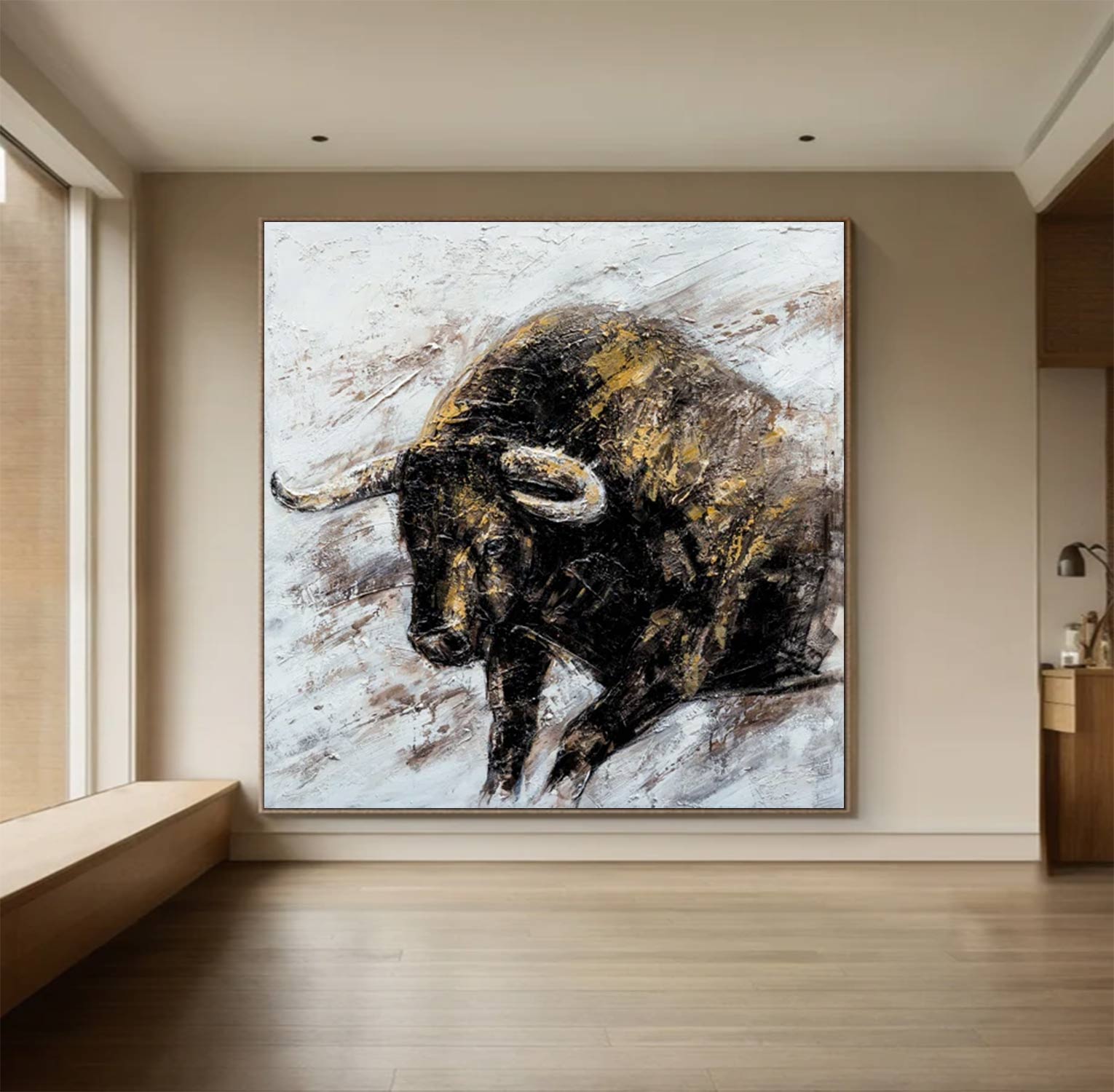 Wall Street Bull painting Bull Abstract Painting on Canvas Animal Painting Bull wall art Hand-painted Bull painting