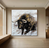 Wall Street Bull painting Bull Abstract Painting on Canvas Animal Painting Bull wall art Hand-painted Bull painting