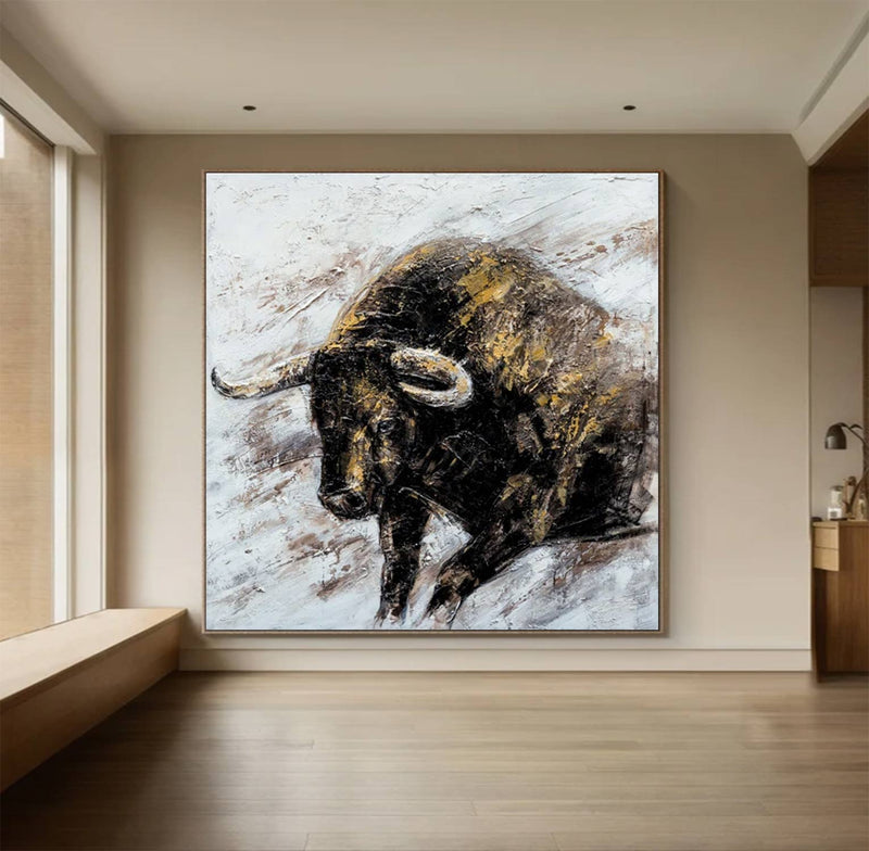 Wall Street Bull painting Bull Abstract Painting on Canvas Animal Painting Bull wall art Hand-painted Bull painting