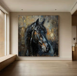 Horse oil painting, brown horse painting, horse head painting, black horse head painting Animal Painting