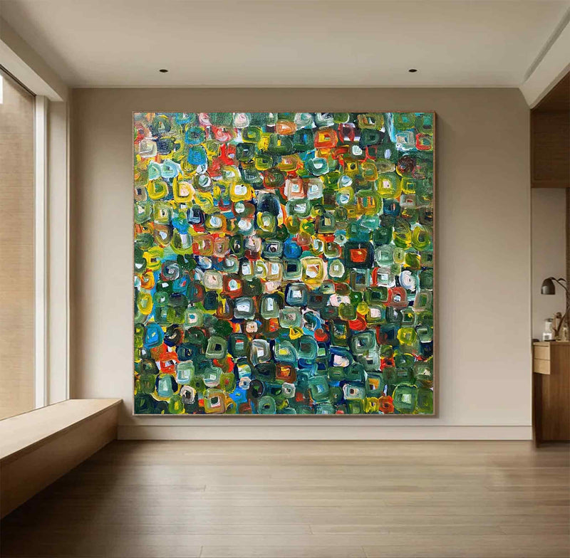 green original wall art abstract painting, modern green abstract art, Modern Abstract Colorful Art