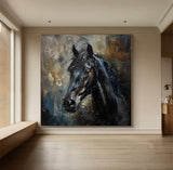 black horse head painting Horse oil painting horse head painting Animal Painting