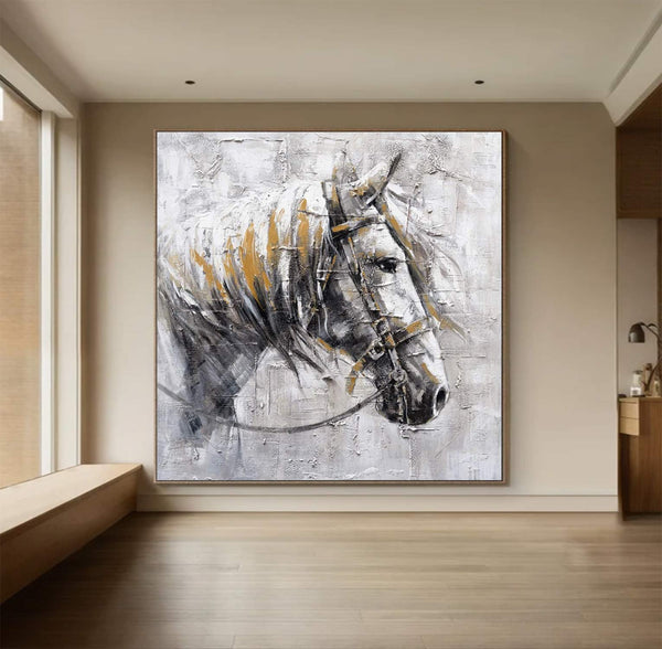 Ferghana horse painting black horse head painting Horse oil painting horse head painting Animal Painting black horse head painting