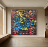 Large Abstract Colorful Texture Oil Painting on Canvas Colorful Abstract Art Wall Art Modern Abstract Colorful Art