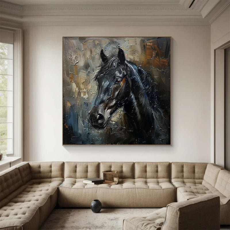 black horse head painting Horse oil painting horse head painting Animal Painting