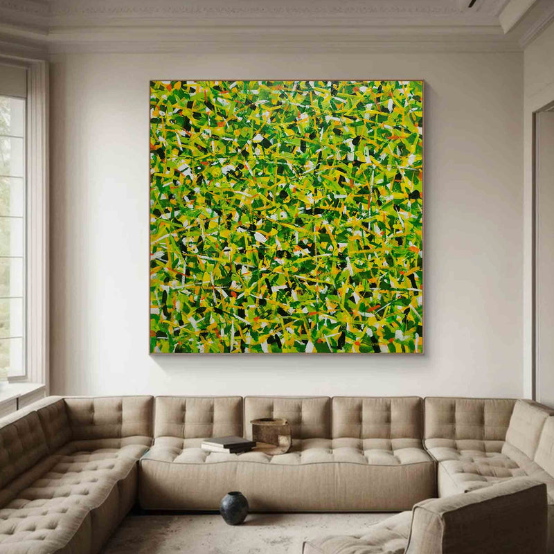 Jackson Pollock Style Painting Pollock green Canvas Wall Art Modern Abstract Colorful Fine Art