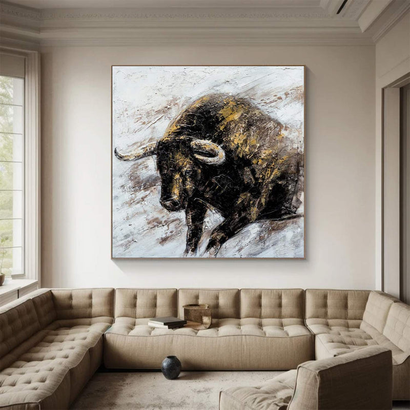 Wall Street Bull painting Bull Abstract Painting on Canvas Animal Painting Bull wall art Hand-painted Bull painting