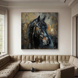 Horse oil painting, brown horse painting, horse head painting, black horse head painting Animal Painting