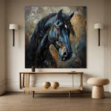 Ferghana horse painting black horse head painting Horse oil painting horse head painting Animal Painting black horse head painting