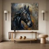 Horse oil painting, brown horse painting, horse head painting, black horse head painting Animal Painting