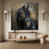 Horse oil painting, brown horse painting, horse head painting, black horse head painting Animal Painting