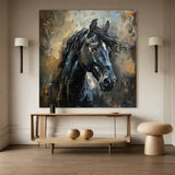 black horse head painting Horse oil painting horse head painting Animal Painting black horse head painting