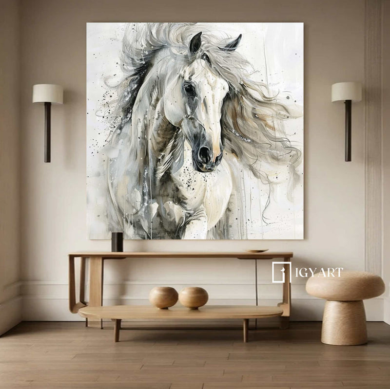 white horse painting Personalized Gifts Animal Painting Horse Painting Horse Oil Painting Horse Abstract Painting