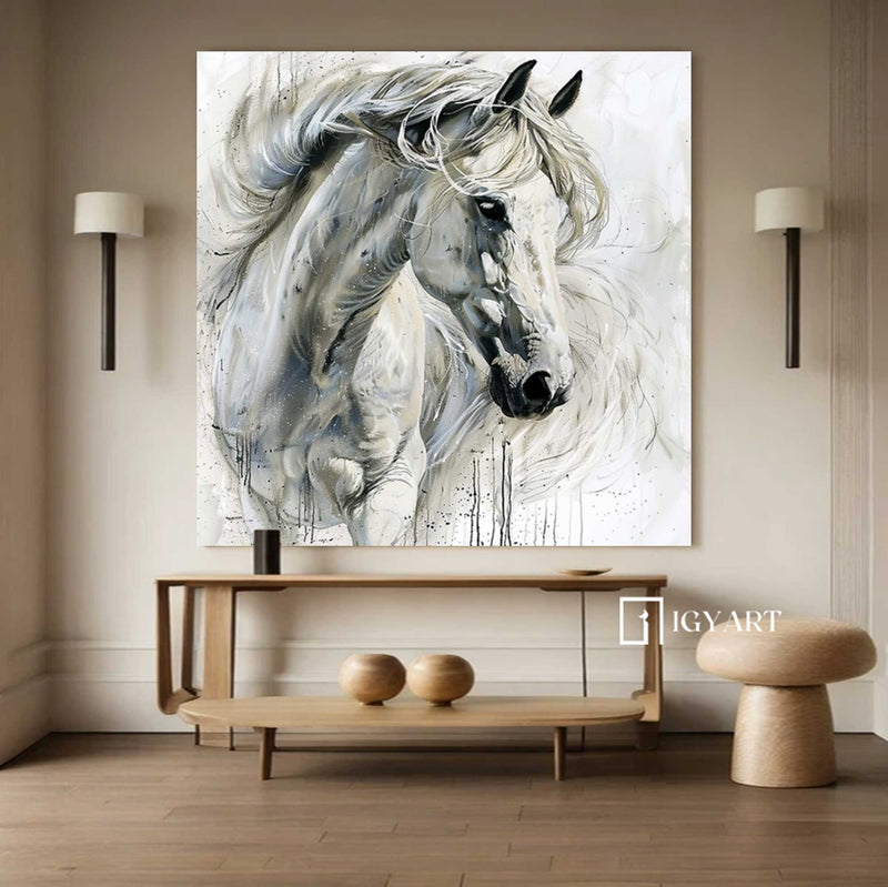 white horse painting Personalized Gifts Animal Painting Horse Painting Horse Oil Painting Horse Abstract Painting